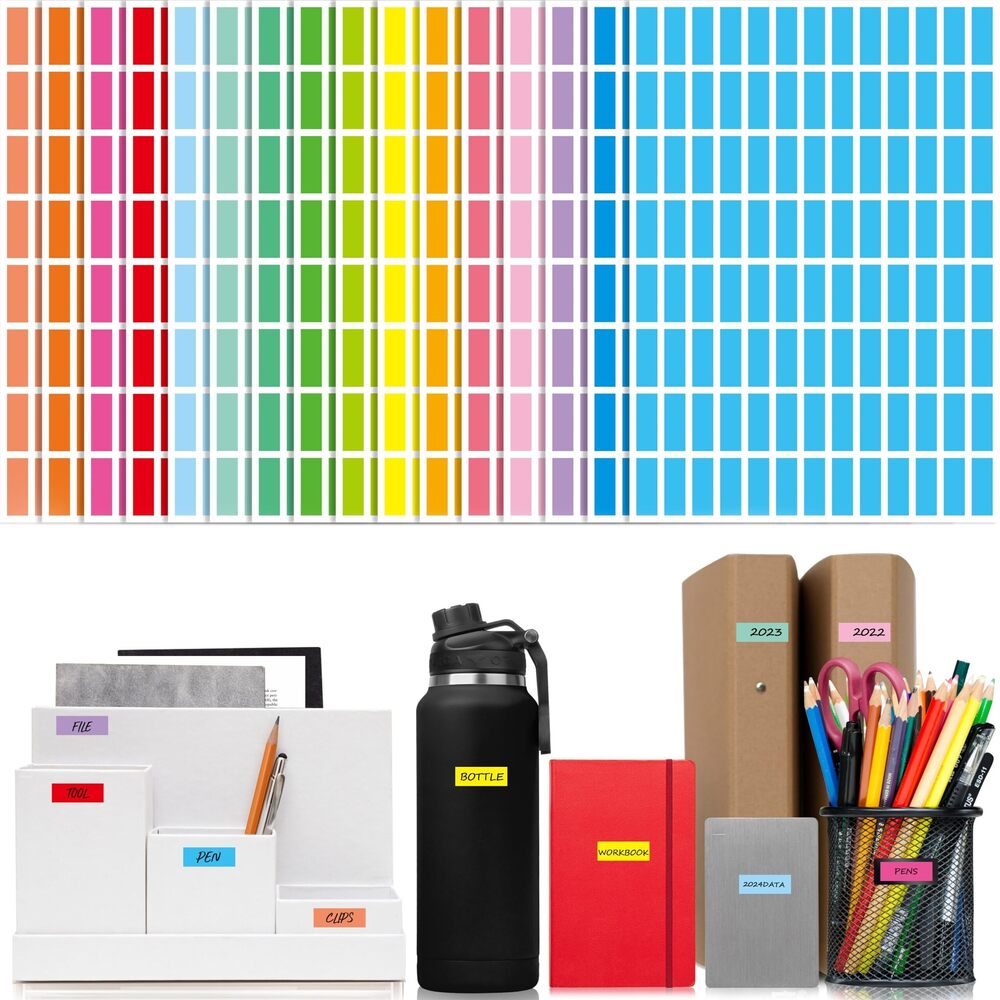 1997 3328 Color Coding Labels, 16 Colors Blank Stickers Mini Rectangular